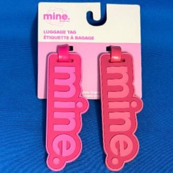 " MINE " SET OF 2 EASY TO SEE UNIQUE LUGGAGE / PINK BAG TAGS TRAVEL / TRAVELING - Picture 3 of 7